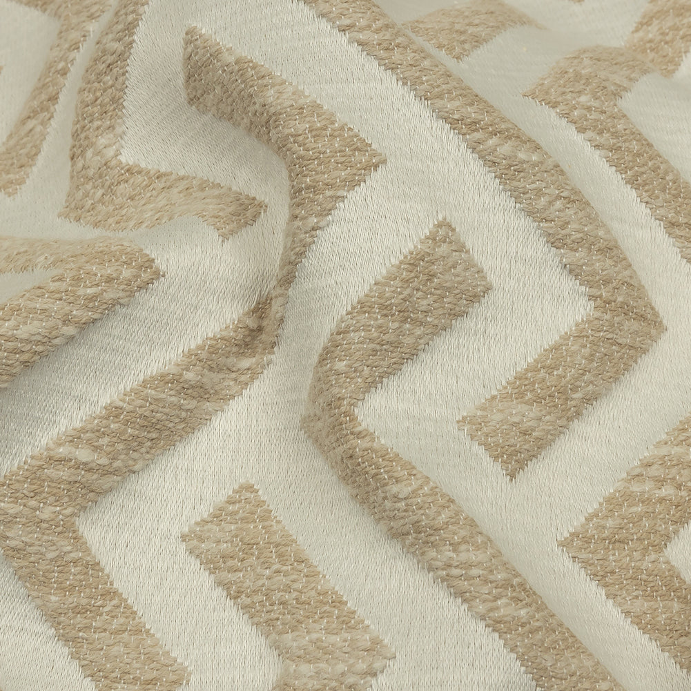 Cotton and Recycled Polyester Drapery Jacquard - Champagne Broken Chevrons - British Imported Detail