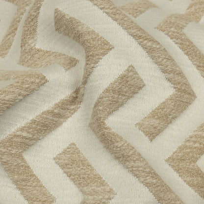 Cotton and Recycled Polyester Drapery Jacquard - Champagne Broken Chevrons - British Imported Detail