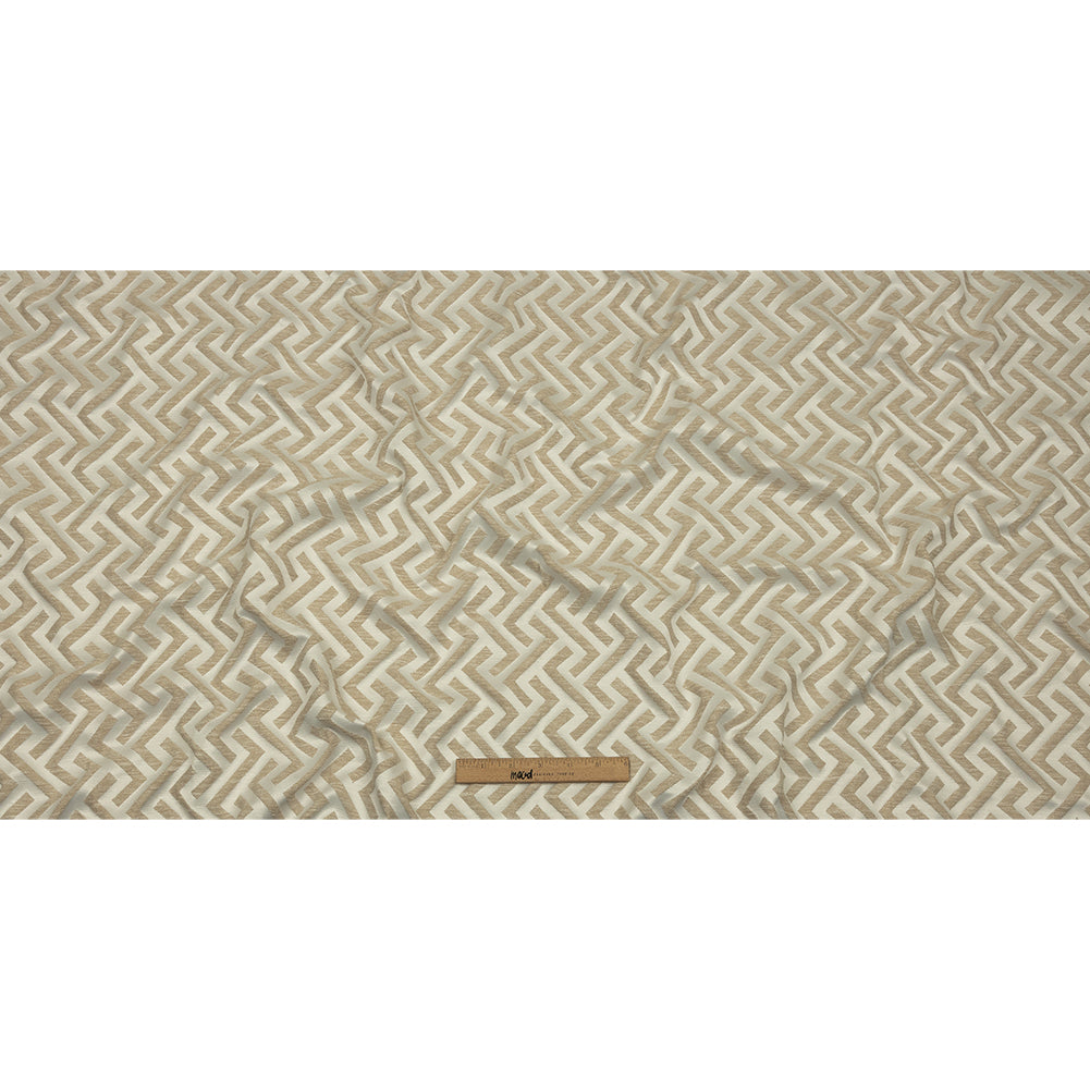 Cotton and Recycled Polyester Drapery Jacquard - Champagne Broken Chevrons - British Imported Full