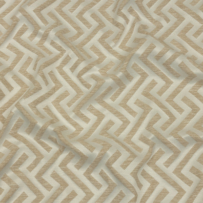 Cotton and Recycled Polyester Drapery Jacquard - Champagne Broken Chevrons - British Imported