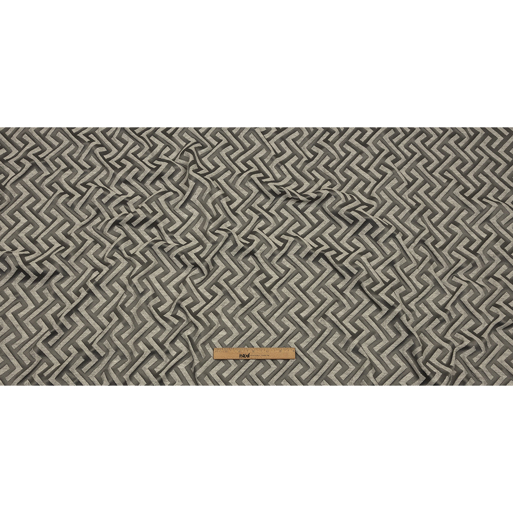 Cotton and Recycled Polyester Drapery Jacquard - Graphite Broken Chevrons - British Imported Full