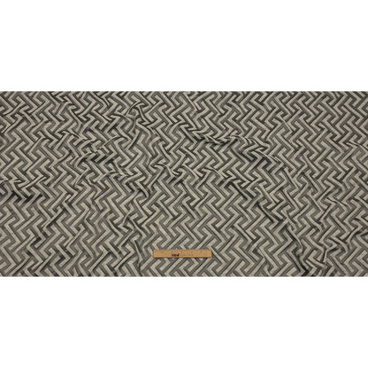 Cotton and Recycled Polyester Drapery Jacquard - Graphite Broken Chevrons - British Imported Full