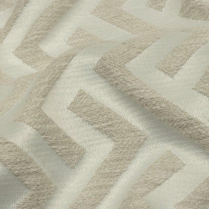 Cotton and Recycled Polyester Drapery Jacquard - Ivory Broken Chevrons - British Imported Detail
