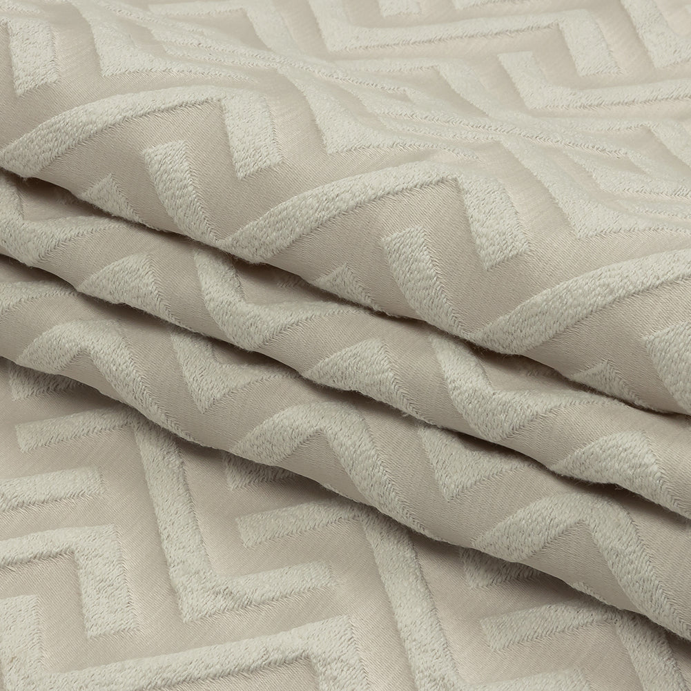 Cotton and Recycled Polyester Drapery Jacquard - Pearl Broken Chevrons - British Imported Folded