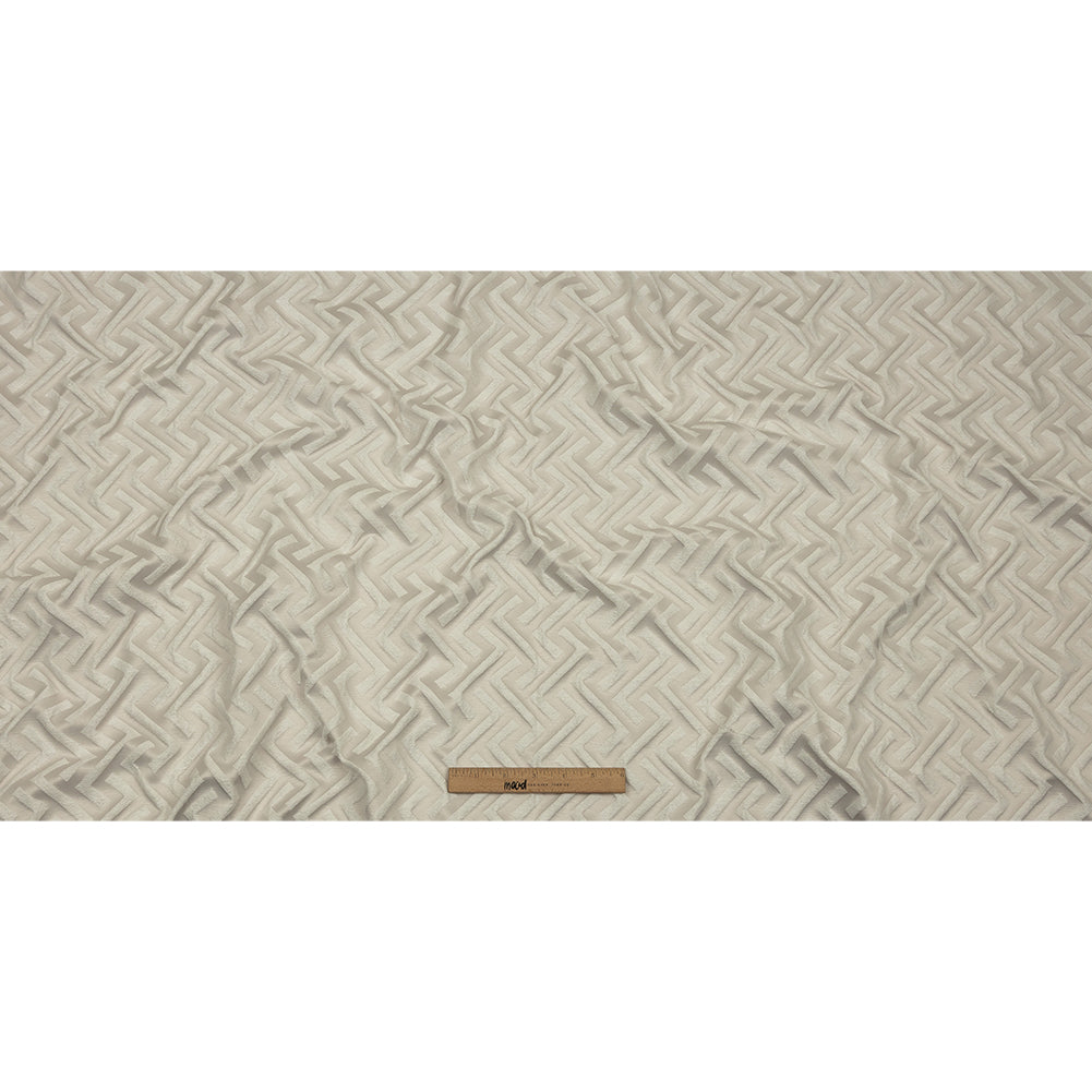 Cotton and Recycled Polyester Drapery Jacquard - Pearl Broken Chevrons - British Imported Full