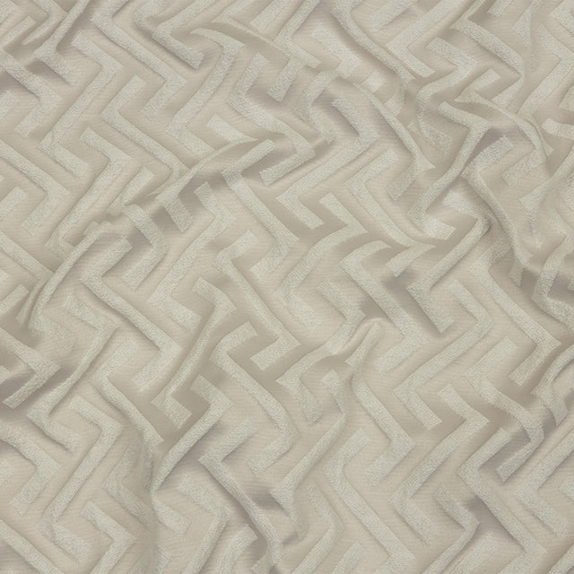 Cotton and Recycled Polyester Drapery Jacquard - Pearl Broken Chevrons - British Imported