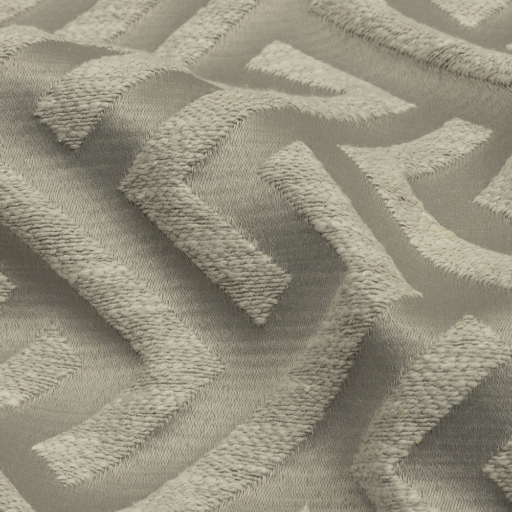 Cotton and Recycled Polyester Drapery Jacquard - Silver Broken Chevrons - British Imported Detail