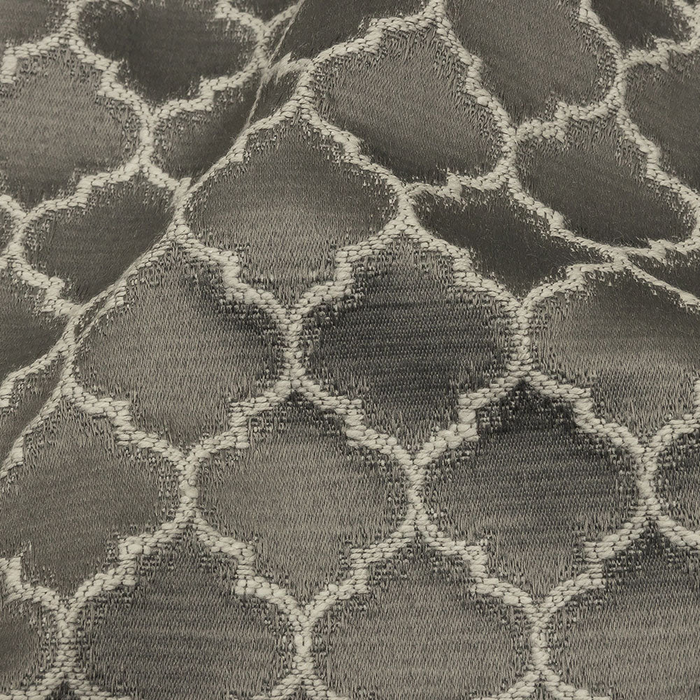 Cotton and Recycled Polyester Drapery Jacquard - Graphite Fancy Little Ogees - British Imported Detail