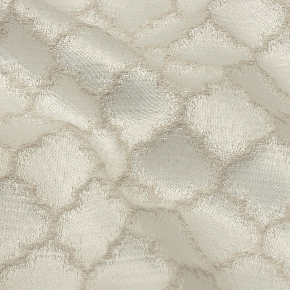 Cotton and Recycled Polyester Drapery Jacquard - Ivory Fancy Little Ogees - British Imported Detail