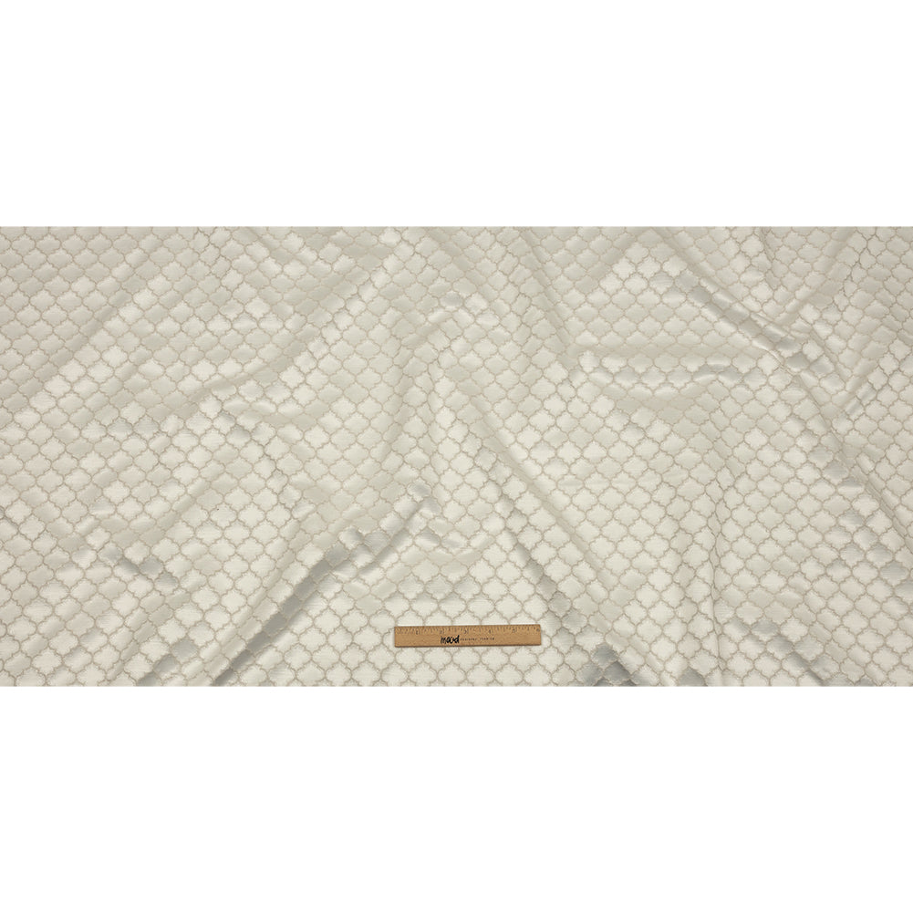 Cotton and Recycled Polyester Drapery Jacquard - Ivory Fancy Little Ogees - British Imported Full