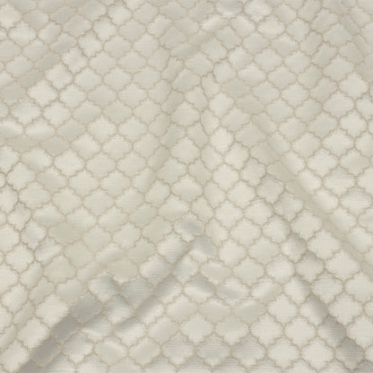 Cotton and Recycled Polyester Drapery Jacquard - Ivory Fancy Little Ogees - British Imported
