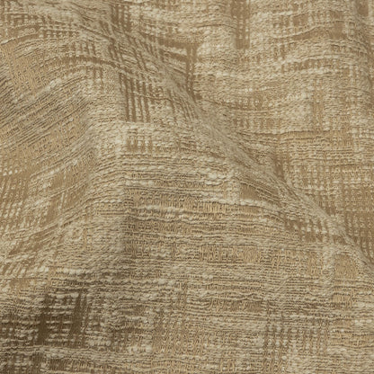 Cotton and Recycled Polyester Drapery Jacquard - Caramel Crosshatched Lines - British Imported Detail
