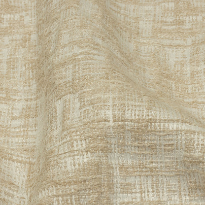 Cotton and Recycled Polyester Drapery Jacquard - Champagne Crosshatched Lines - British Imported Detail