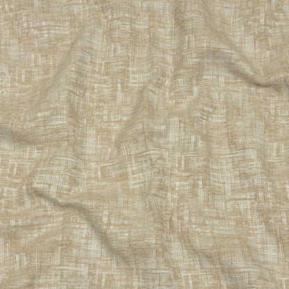 Cotton and Recycled Polyester Drapery Jacquard - Champagne Crosshatched Lines - British Imported