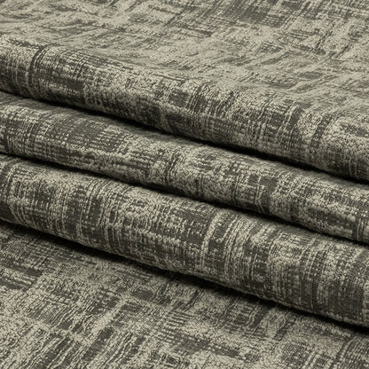 Cotton and Recycled Polyester Drapery Jacquard - Graphite Crosshatched Lines - British Imported Folded