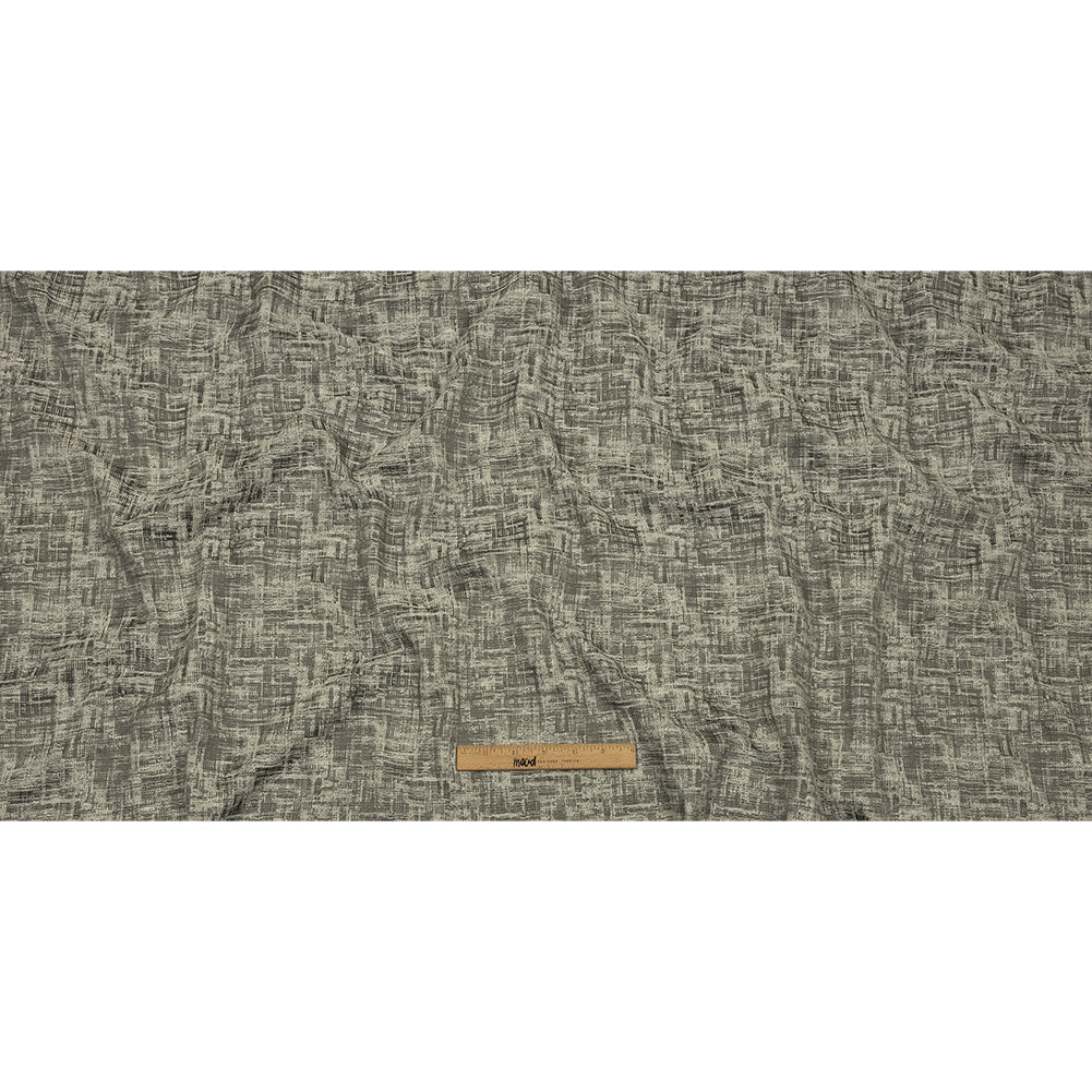 Cotton and Recycled Polyester Drapery Jacquard - Graphite Crosshatched Lines - British Imported Full