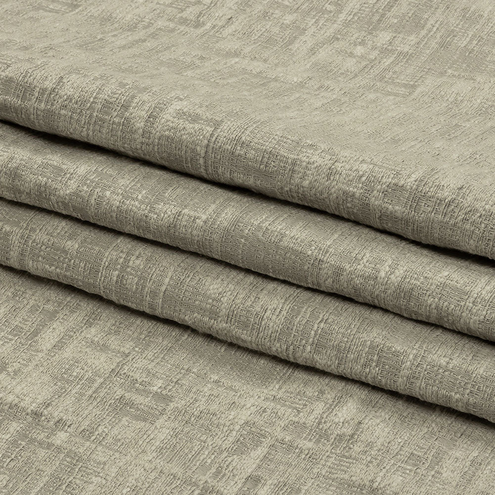 Cotton and Recycled Polyester Drapery Jacquard - Silver Crosshatched Lines - British Imported Folded