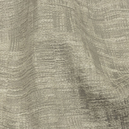 Cotton and Recycled Polyester Drapery Jacquard - Silver Crosshatched Lines - British Imported Detail
