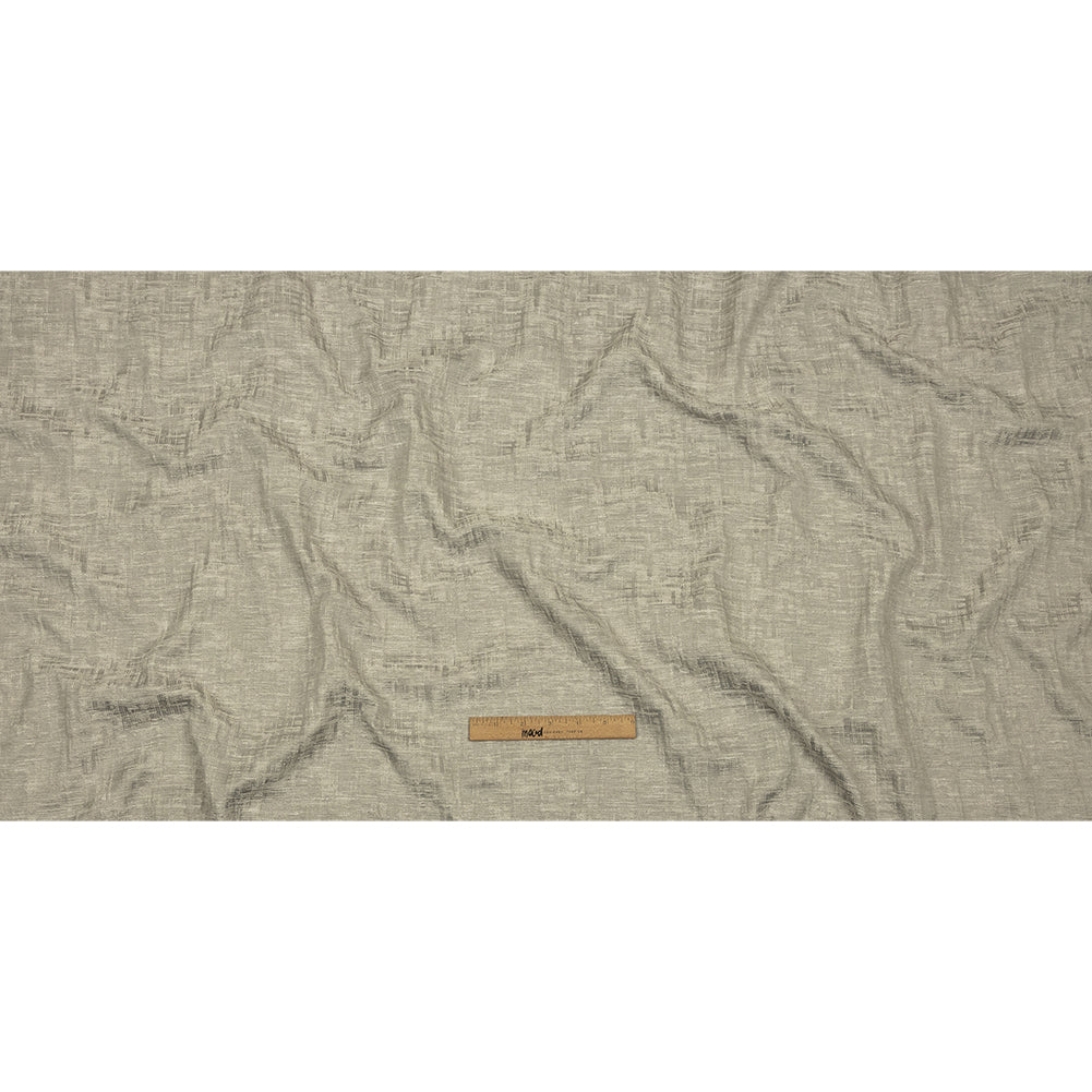 Cotton and Recycled Polyester Drapery Jacquard - Silver Crosshatched Lines - British Imported Full