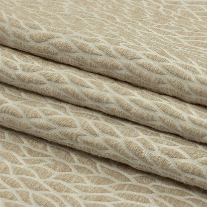 Recycled Polyester Drapery Jacquard - Champagne Stepping Stones - British Imported Folded