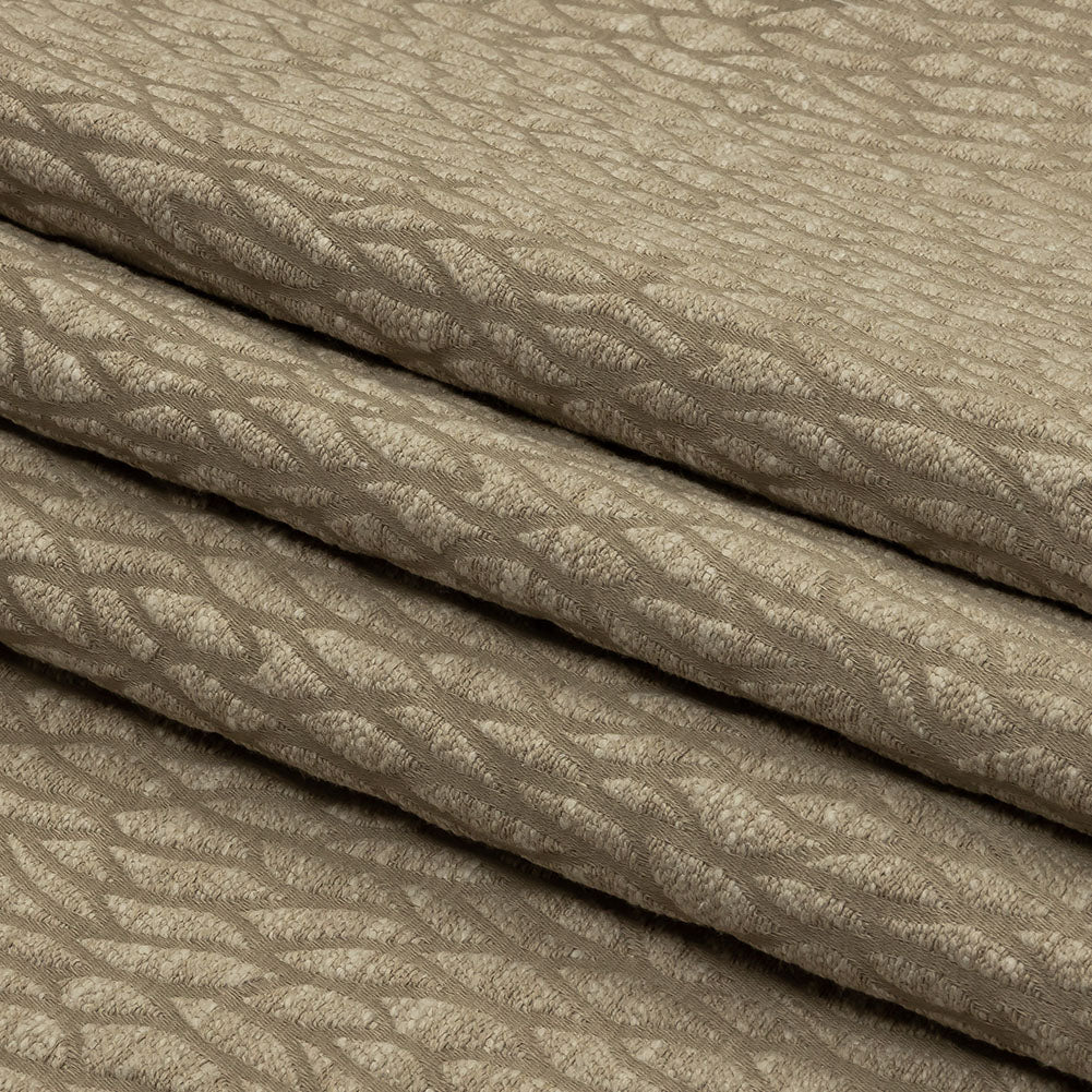 Recycled Polyester Drapery Jacquard - Latte Stepping Stones - British Imported Folded