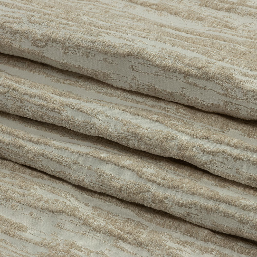 Recycled Polyester Drapery Jacquard - Champagne Striated - British Imported Folded
