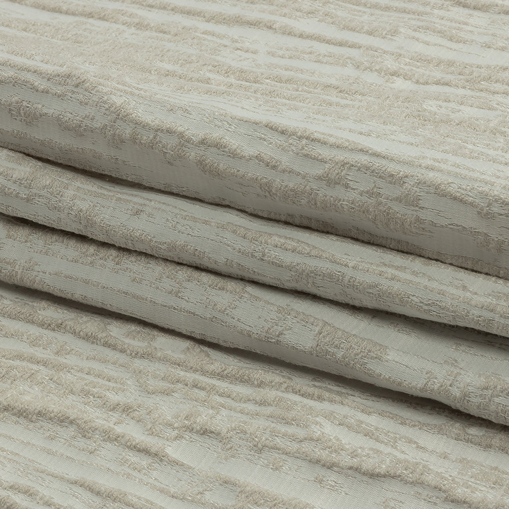 Recycled Polyester Drapery Jacquard - Ivory Striated - British Imported Folded