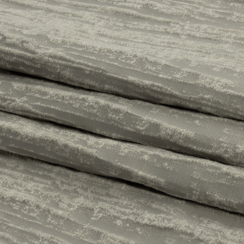 Recycled Polyester Drapery Jacquard - Silver Striated - British Imported Folded