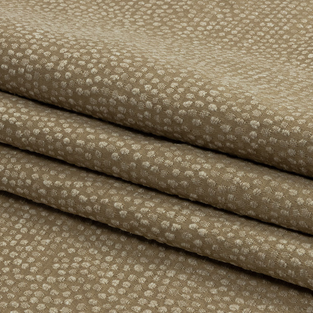 Recycled Polyester Drapery Jacquard - Caramel Spotted - British Imported Folded