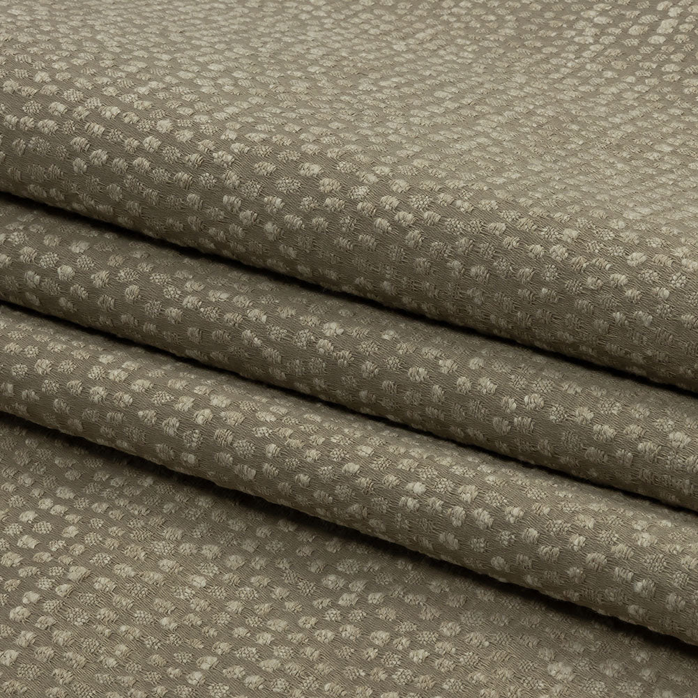 Recycled Polyester Drapery Jacquard - Latte Spotted - British Imported Folded