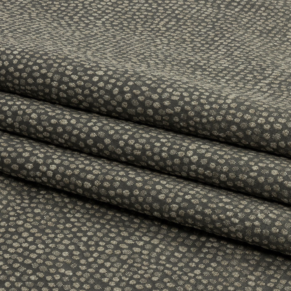Recycled Polyester Drapery Jacquard - Mole Spotted - British Imported Folded
