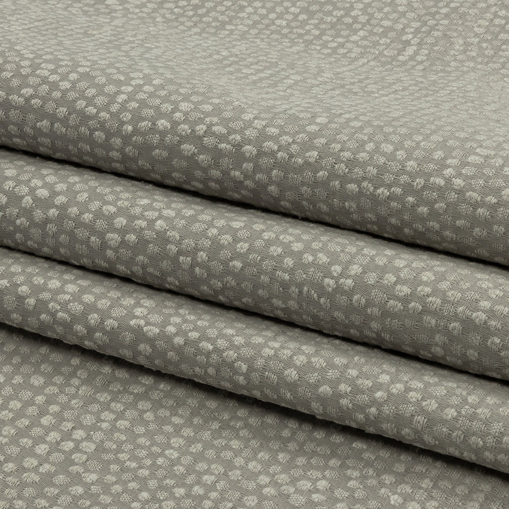 Recycled Polyester Drapery Jacquard - Silver Spotted - British Imported Folded