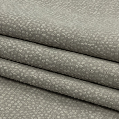 Recycled Polyester Drapery Jacquard - Silver Spotted - British Imported Folded