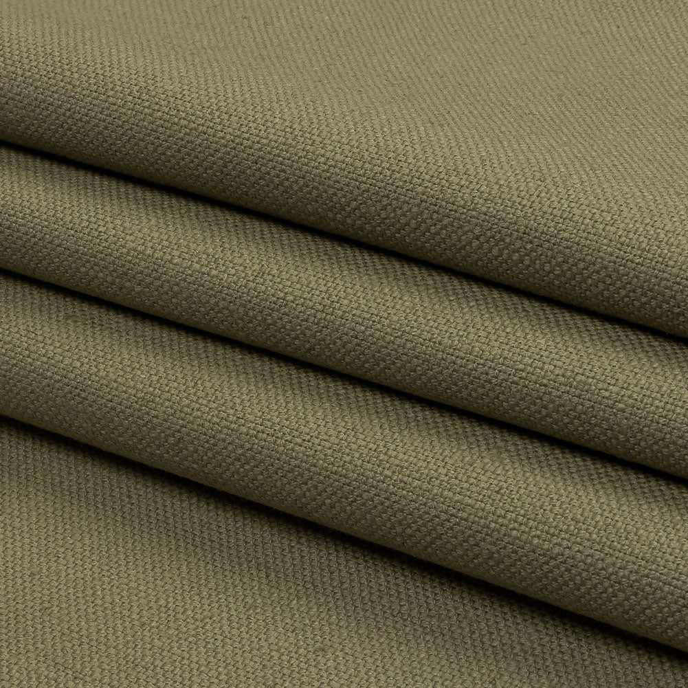 Heavyweight Linen Woven - Olive - British Imported Folded