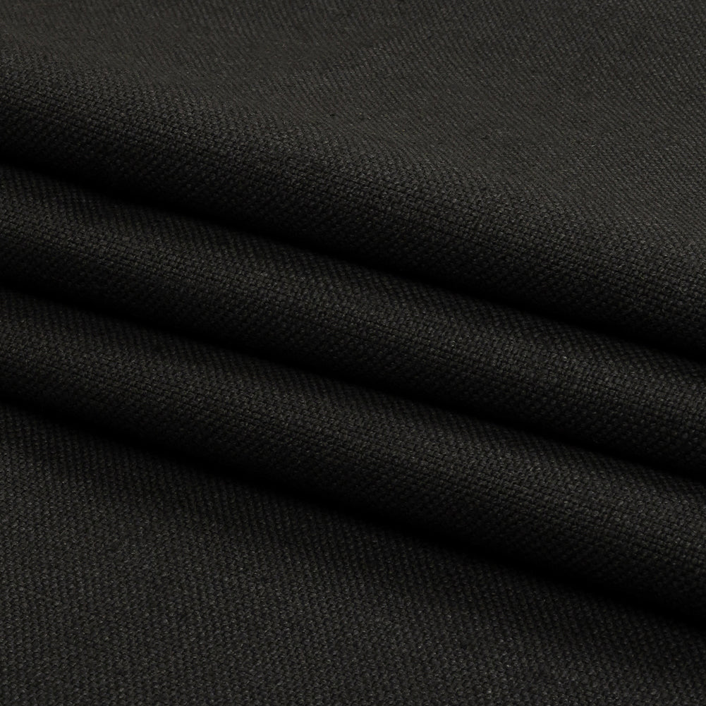 Heavyweight Linen Woven - Onyx - British Imported Folded