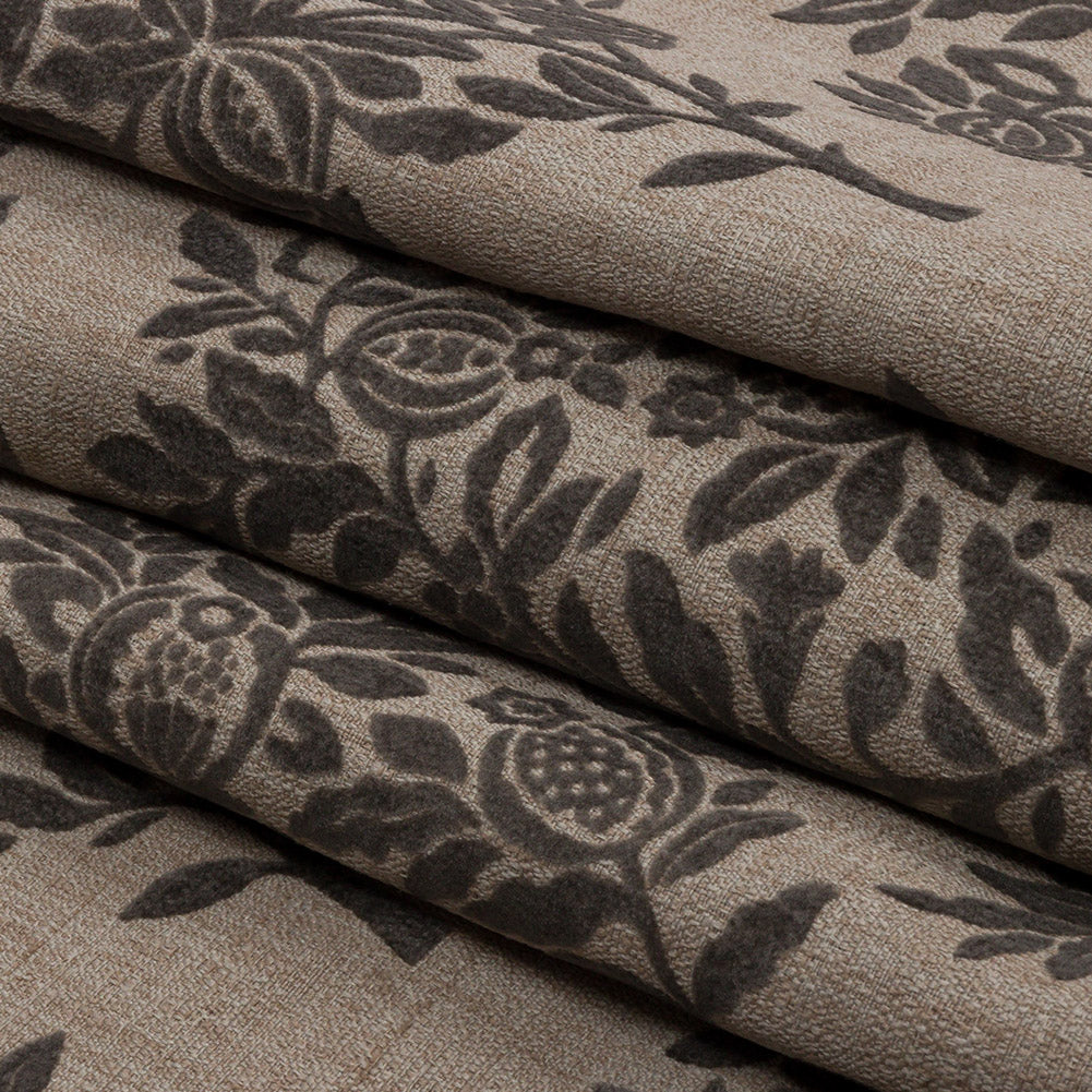 Soft Textured Recycled Polyester Drapery Woven - Fog - British Imported Folded