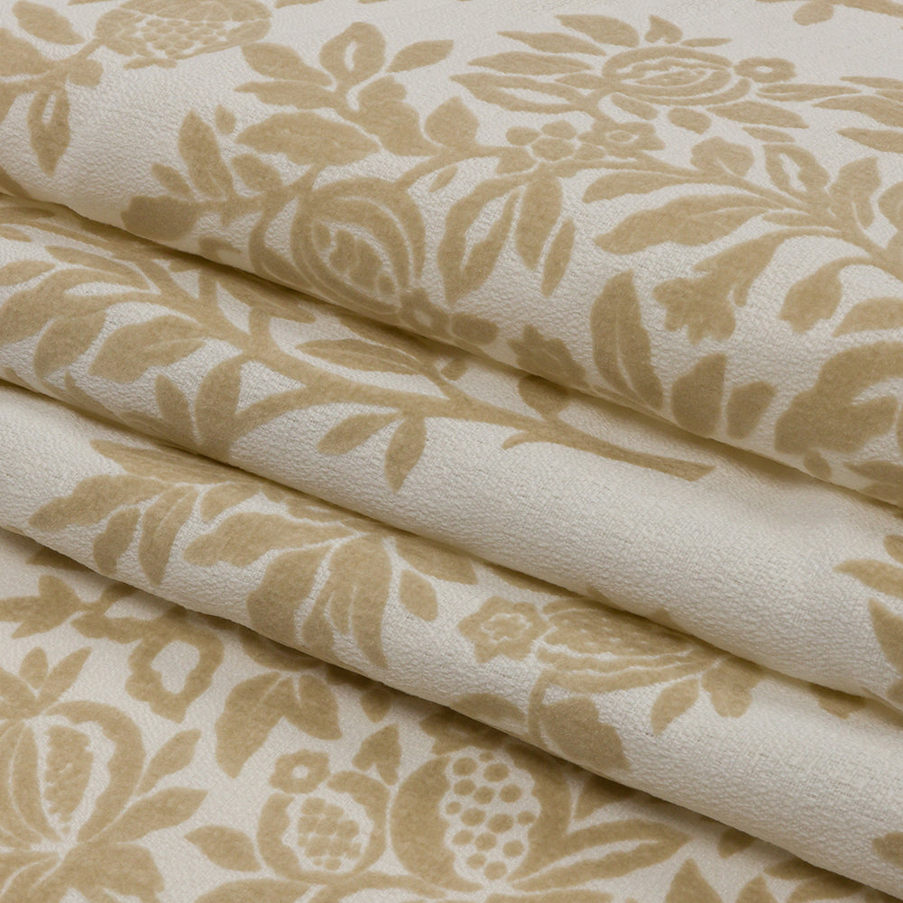 Soft Textured Recycled Polyester Drapery Woven - Oyster - British Imported Folded