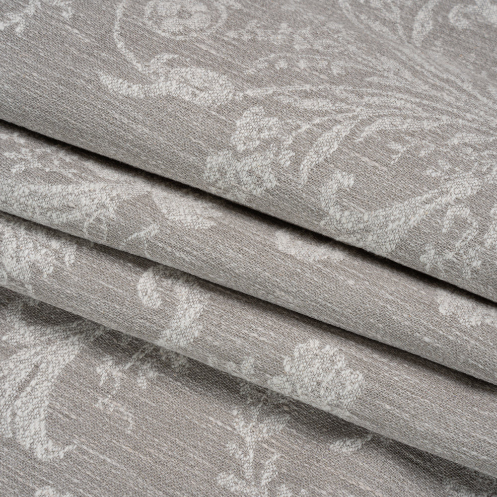 Polyester and Cotton Jacquard - Steel Scrolls and Leaves - British Imported Folded