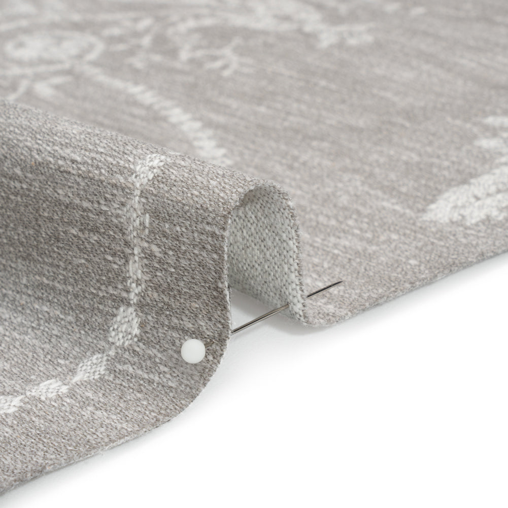Polyester and Cotton Jacquard - Steel Scrolls and Leaves - British Imported Detail