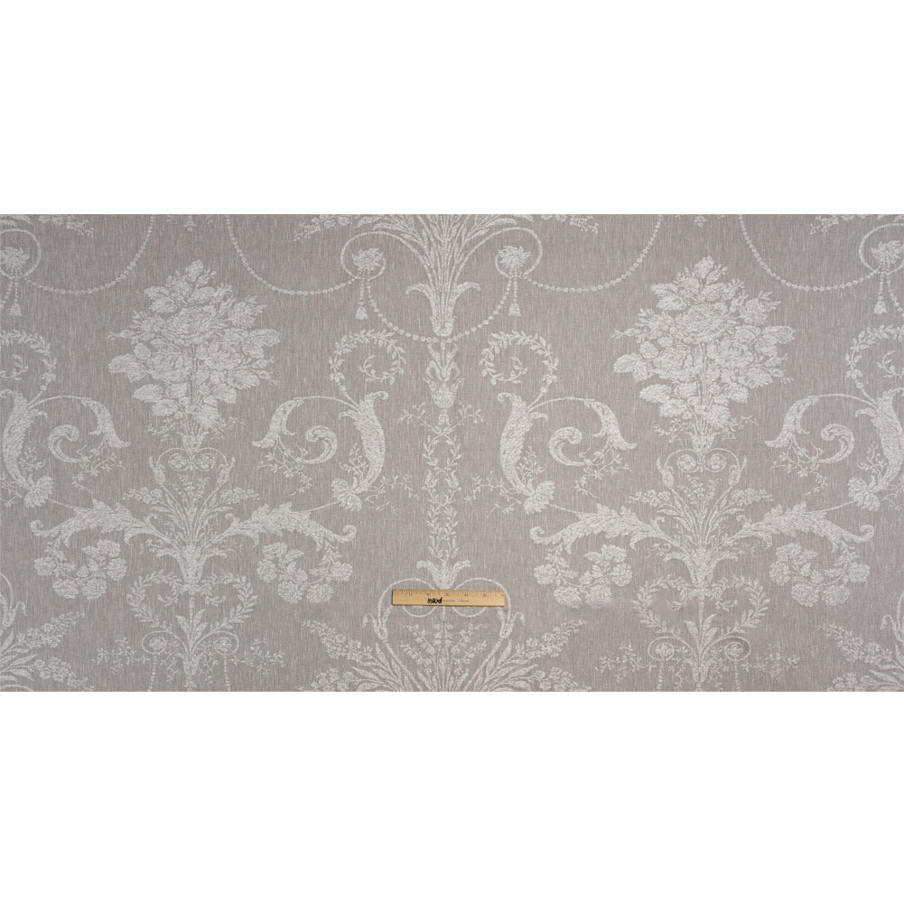Polyester and Cotton Jacquard - Steel Scrolls and Leaves - British Imported Full