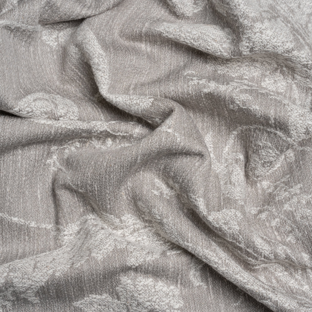 Polyester and Cotton Jacquard - Steel Scrolls and Leaves - British Imported