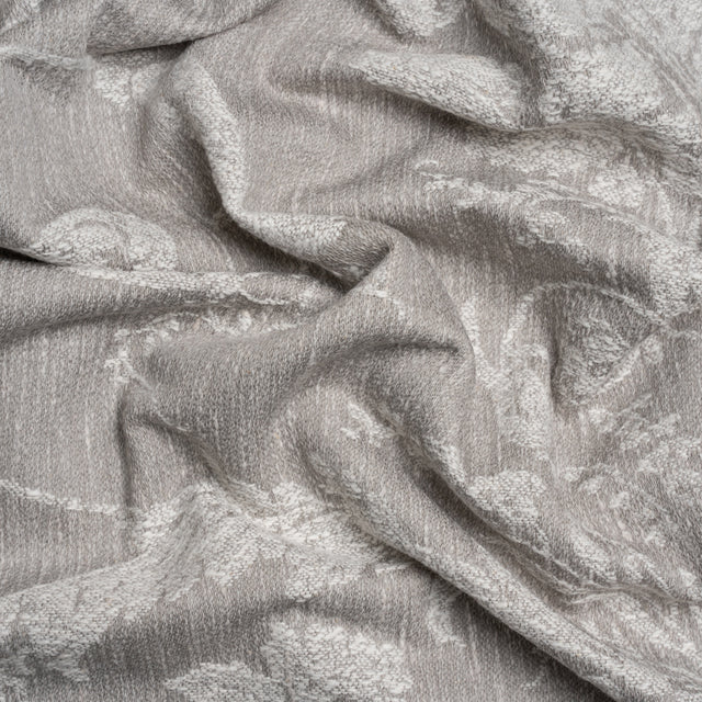 Polyester and Cotton Jacquard - Steel Scrolls and Leaves - British Imported