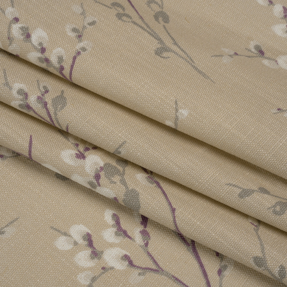 Linen and Rayon Drapery Woven - Natural Prairie Willow - British Imported Folded