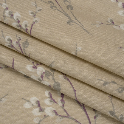 Linen and Rayon Drapery Woven - Natural Prairie Willow - British Imported Folded