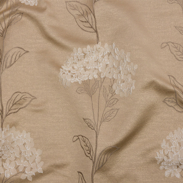 Drapery Jacquard - Caramel Hydrangea Stems - British Imported