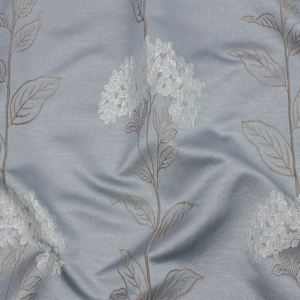 Drapery Jacquard - Wedgewood Hydrangea Stems - British Imported