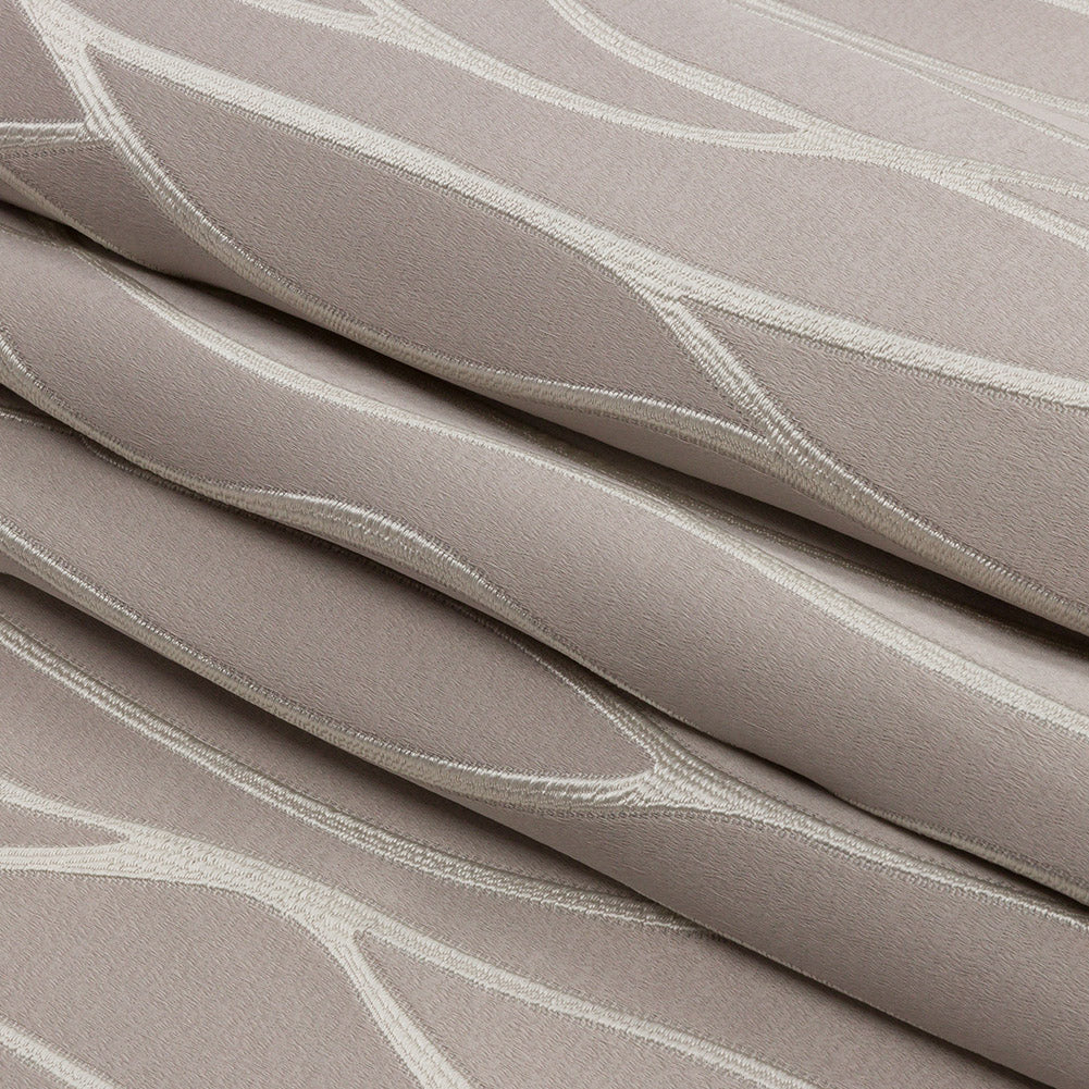 Satin-Faced Drapery Jacquard - Dove Rippling Lines - British Imported Folded
