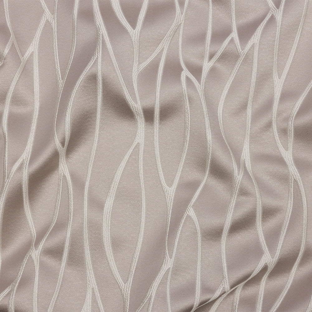 Satin-Faced Drapery Jacquard - Dove Rippling Lines - British Imported