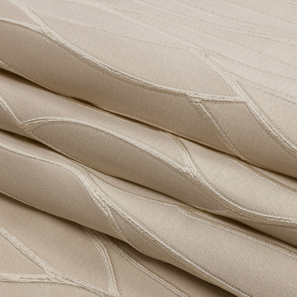 Satin-Faced Drapery Jacquard - Oyster Rippling Lines - British Imported Folded