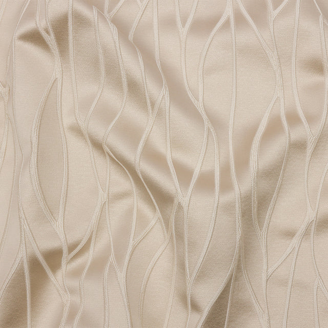 Satin-Faced Drapery Jacquard - Oyster Rippling Lines - British Imported